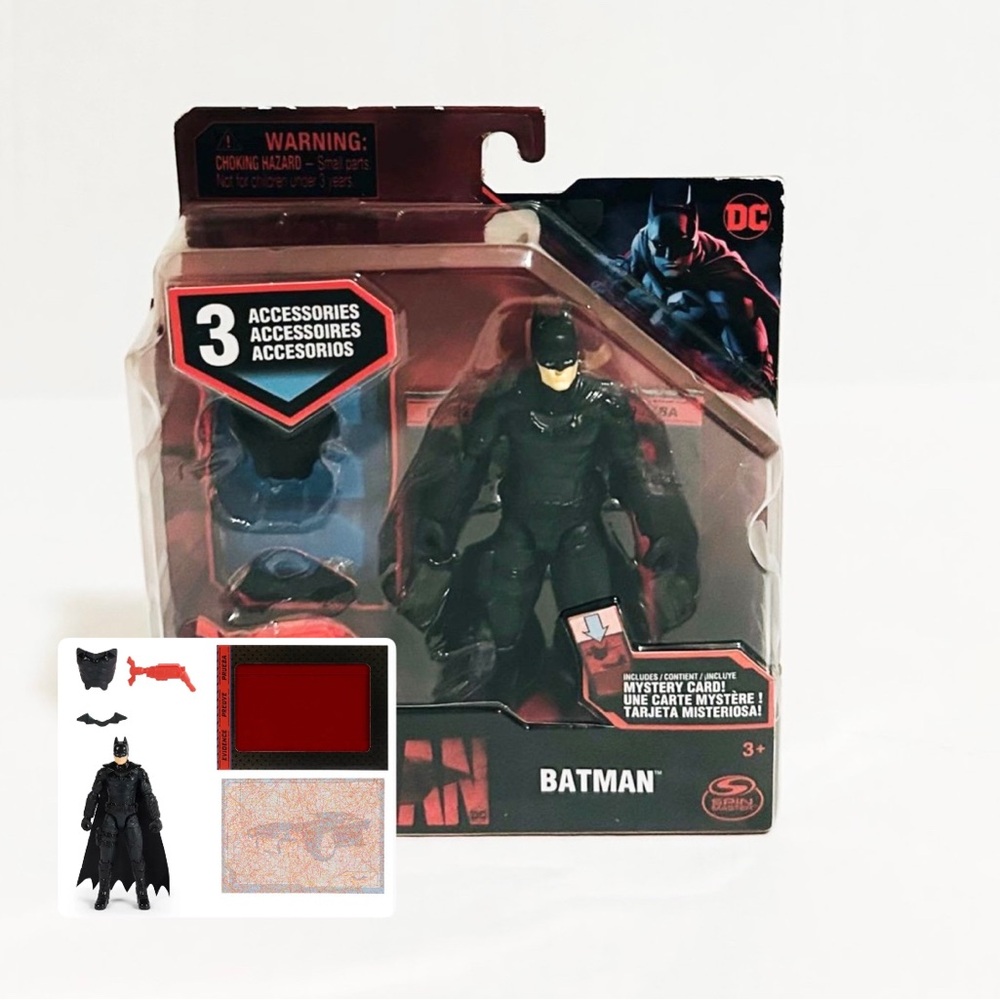 Batman 4” Action Figure with 3 Accessories and Mystery Card